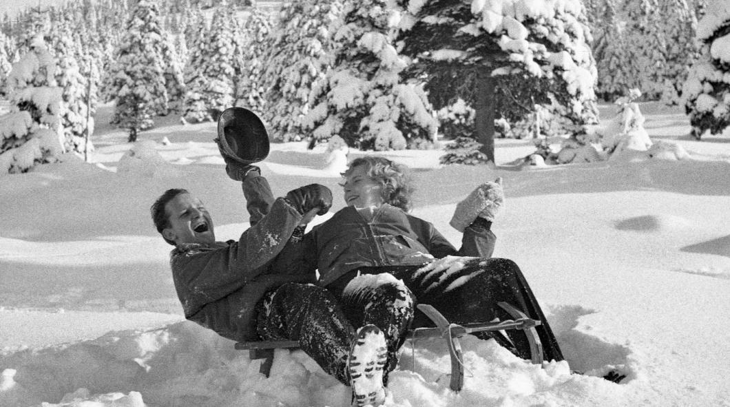 People of all generations delight in sledding, 1960, photo: Marjan Ciglič kept by the National museum of Contemporary History.