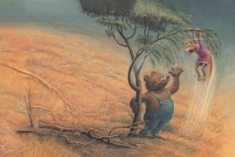 Naslovna ilustracija knjige Lisičke sestričke. Anja Štefan in ilustrator Zvonko Čoh