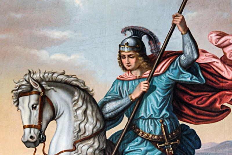 Detajl freske sv. Jurija iz Grajske kapele