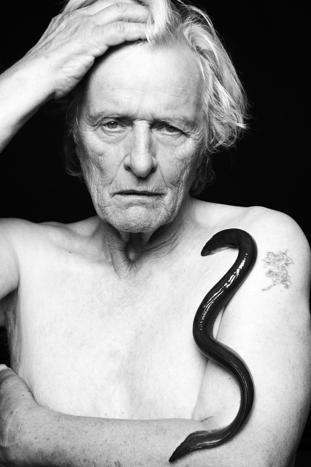 Rutger Hauer – igralec – posnetek za projekt Fishlove. Fishlove je kampanja za ozaveščanje o prelovu rib in uničujočih ribiških praksah – Amsterdam, 2019