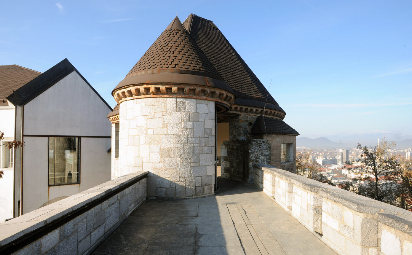 Pogled na Erazmov stolp z Razgledne terase. Foto: arhiv LG