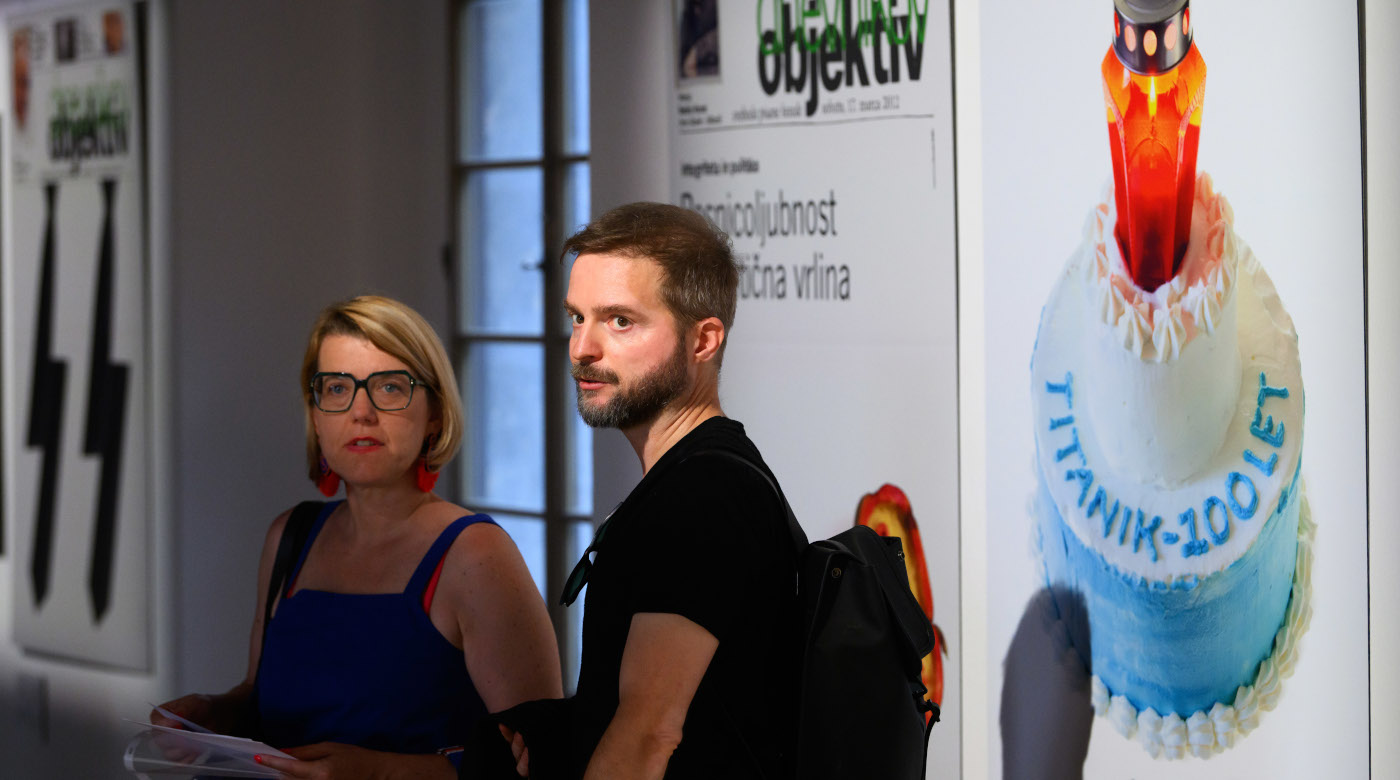 Otvoritev razstave Tomata Koširja: Vizualni komentar. Foto: Domen Pal