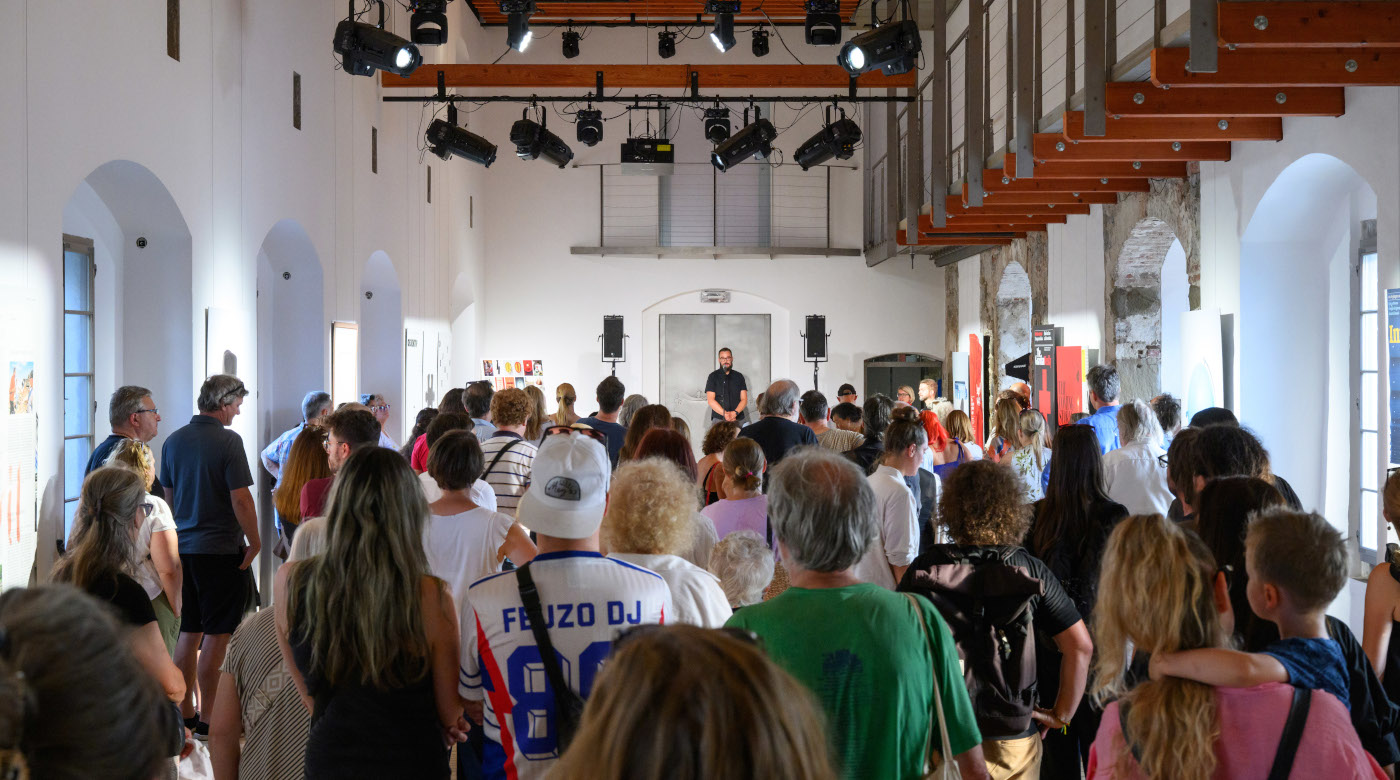 Otvoritev razstave Tomata Koširja: Vizualni komentar. Foto: Domen Pal