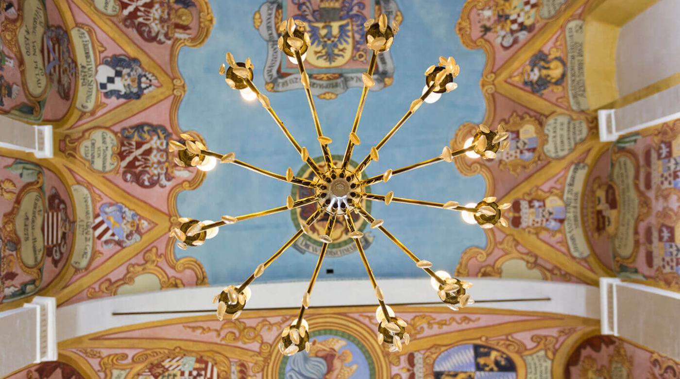 Poslikave na stropu Grajske kapele. Foto: Primož Korošec