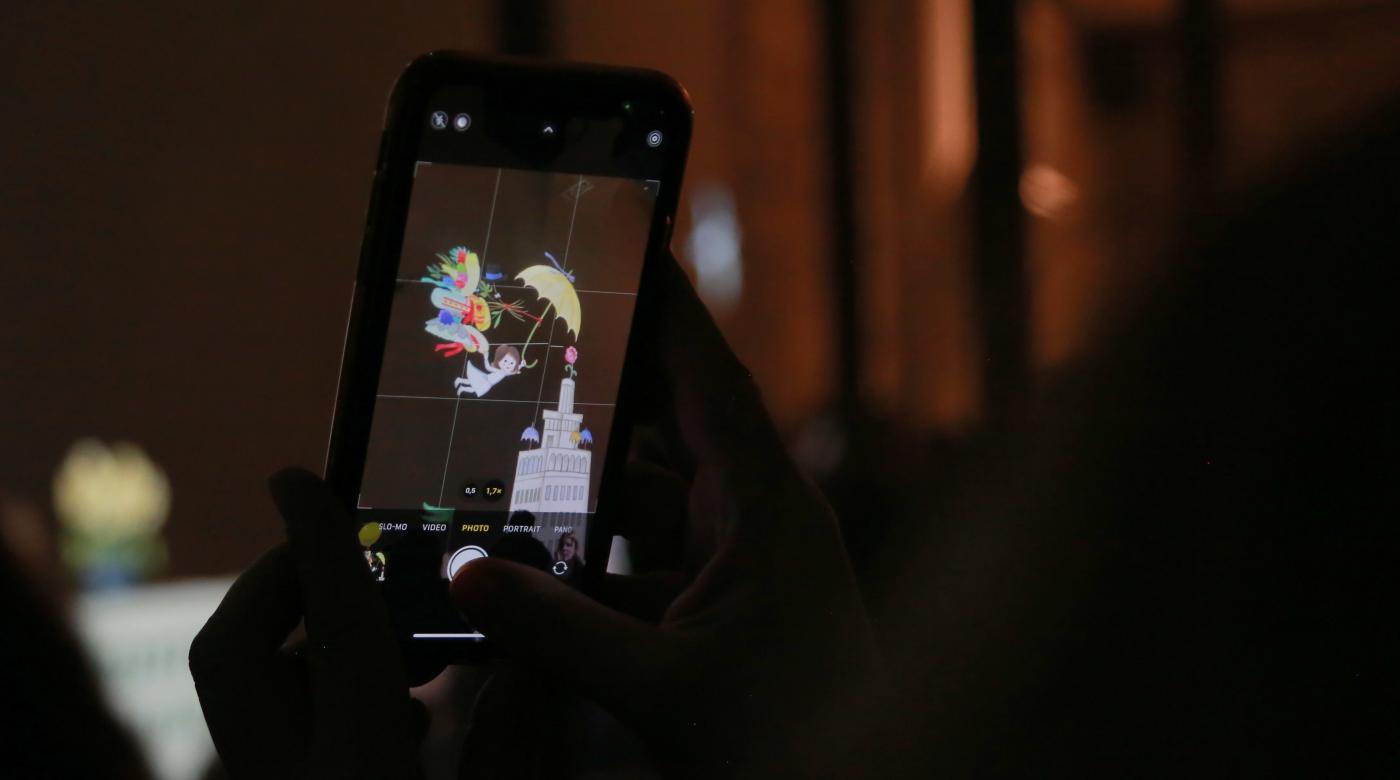 Odprtje prostorske projekcije Ko ilustracije oživijo. Foto: Miha Mally