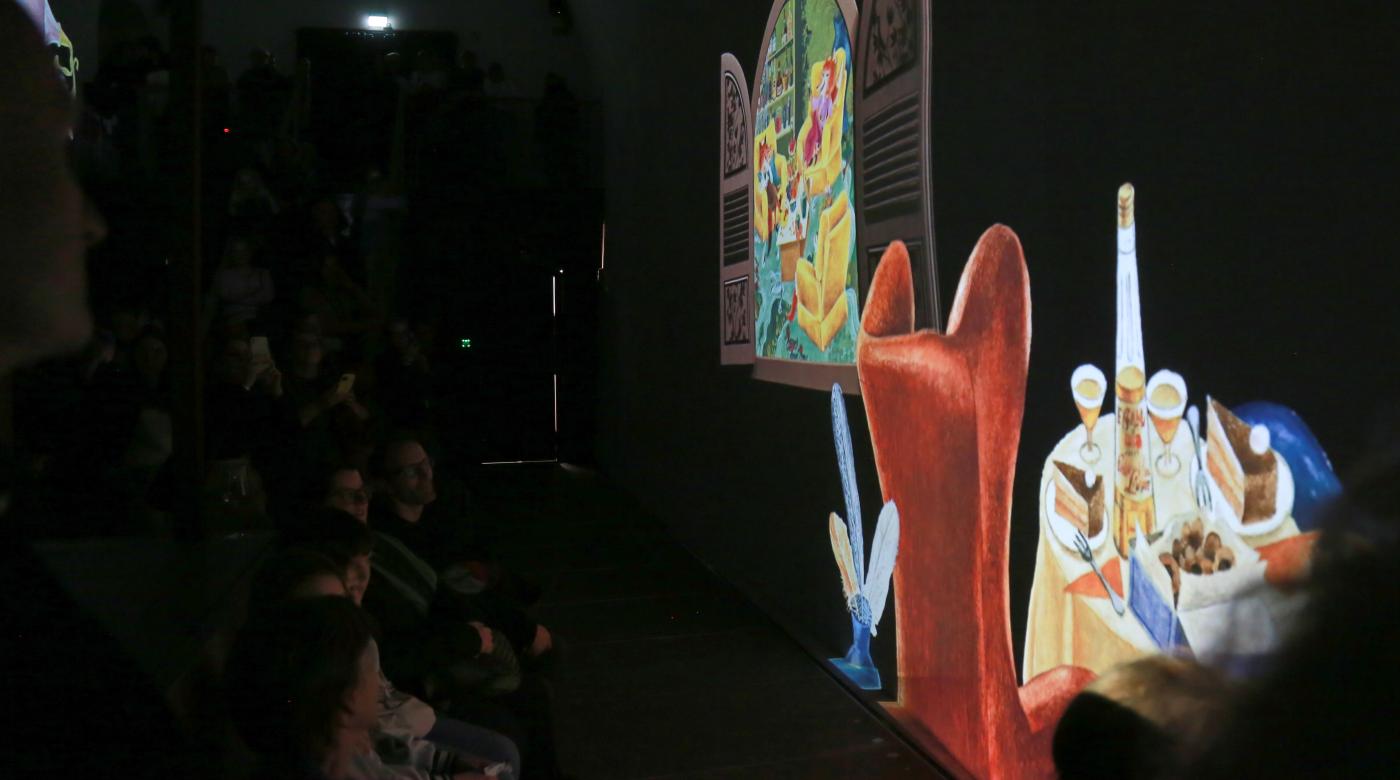 Odprtje prostorske projekcije Ko ilustracije oživijo. Foto: Miha Mally